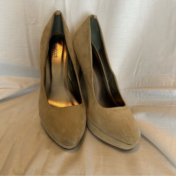 Maurices Tan Suede Platform High Heel Pumps Shoes Womens Size 10 Haley Style - Picture 2 of 6
